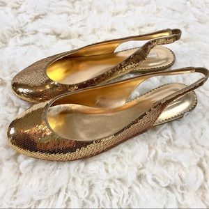 Report Signature Gold Sequin Slingback Flats